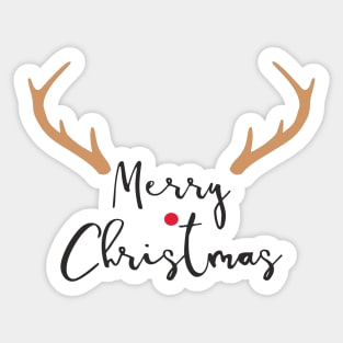 Merry Christmas red nose antler gift Sticker